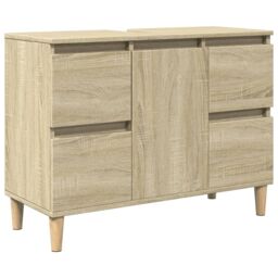 Berkfield Home 3 Piece Bathroom Furniture Set Sonoma Oak Engineered Wood in Brown - thumbnail 4