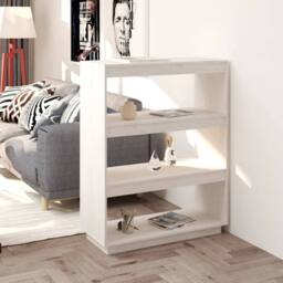 Berkfield Home Beautiful Book Cabinet/Room Divider White 80x35x103 cm Solid Pinewood - Size: 80 x 35 x 103 cm - thumbnail 2