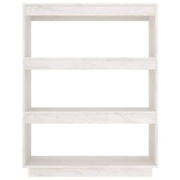 Berkfield Home Beautiful Book Cabinet/Room Divider White 80x35x103 cm Solid Pinewood - Size: 80 x 35 x 103 cm - thumbnail 5