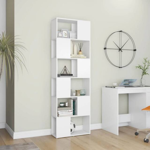 Berkfield Home Classic Book Cabinet Room Divider White 60x24x186 cm - Size: 60 x 24 x 186 cm - image 1