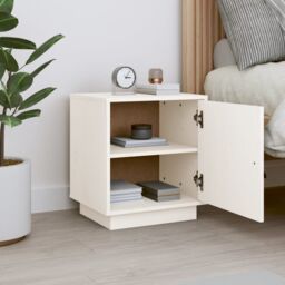 Berkfield Home Bedside Cabinet White 40x34x45 cm Solid Wood Pine - Size: 40 x 34 x 45 cm - thumbnail 3