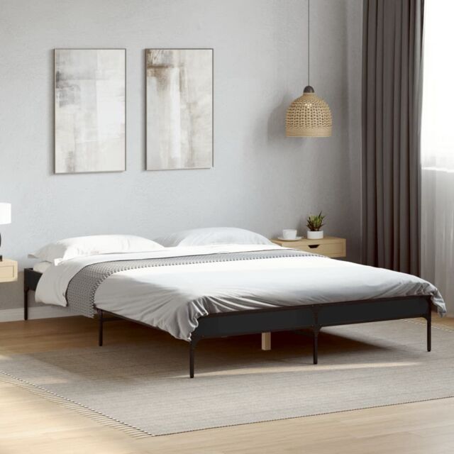 Berkfield Home Bed Frame without Mattress Black 135x190 cm Double - image 1