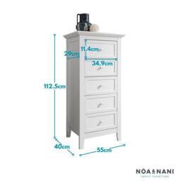 Nöa and Nani Torsby Chest of Drawers 5 Drawer Tall in White - thumbnail 3