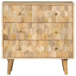 Berkfield Home Drawer Cabinet 70x35x70 cm Solid Wood Mango in Brown - Size: 70 x 35 x 70 cm - thumbnail 3