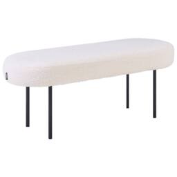 Wyld and Coco Off-White Boucle Oval Bench with Metal Legs in White - thumbnail 3