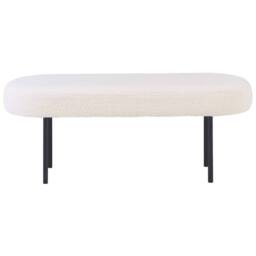 Wyld and Coco Off-White Boucle Oval Bench with Metal Legs in White - thumbnail 4