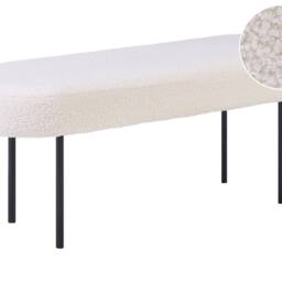 Wyld and Coco Off-White Boucle Oval Bench with Metal Legs in White - thumbnail 2