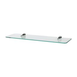 Harbour Housewares Rounded Floating Glass Shelf - 50cm - Bathroom Storage Display Unit in Silver
