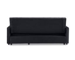 Home Detail Devon Velvet Pull Out Sofa Bed Ribbed Fabric Detailing & Side Pocket Storage in Jet Black - thumbnail 4