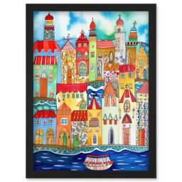 Artery8 Tangier Morocco Folk Art Artwork Framed Wall Art Print A4 in Black - thumbnail 1