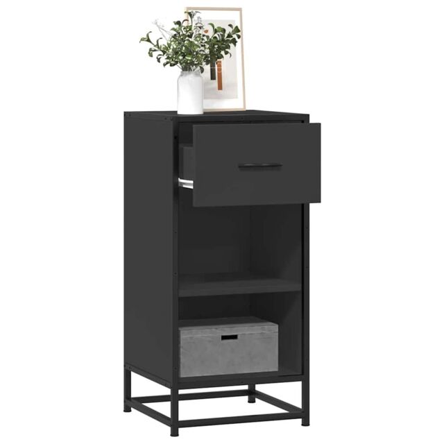 Berkfield Home Sideboard Black 35.5x35x76 cm Engineered Wood & Metal - image 1