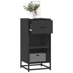 Berkfield Home Sideboard Black 35.5x35x76 cm Engineered Wood & Metal - thumbnail 1