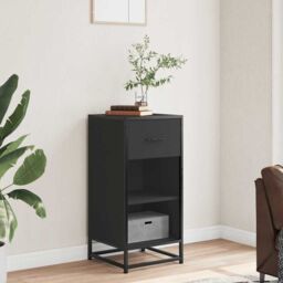 Berkfield Home Sideboard Black 35.5x35x76 cm Engineered Wood & Metal - thumbnail 3