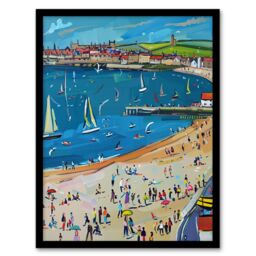 Artery8 Scarborough North Bay Beach Pier Seaside Holiday Framed Art Print in Blue - Size: A4 - thumbnail 1