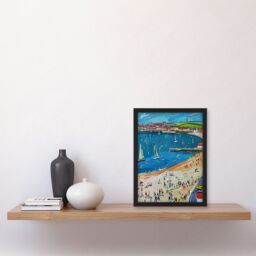 Artery8 Scarborough North Bay Beach Pier Seaside Holiday Framed Art Print in Blue - Size: A4 - thumbnail 4