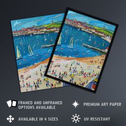 Artery8 Scarborough North Bay Beach Pier Seaside Holiday Framed Art Print in Blue - Size: A4 - thumbnail 2