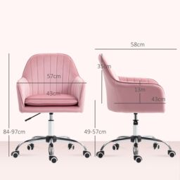 HOMCOM Office Chair, Swivel Desk Chair w/ Adjustable Height in Dark Pink - thumbnail 3