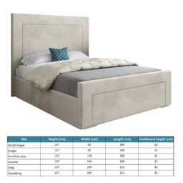 KDMD Elba Upholstered Soft Velvet Designer Bed Frame in Cream - Size: Small Single - thumbnail 5