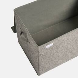 OHS Plain Foldable Fabric Storage Box Toy Organiser with Lid in Grey - Size: Large - thumbnail 4