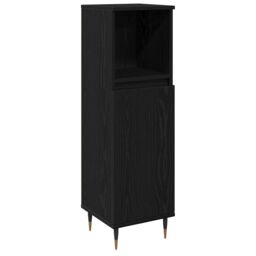 Berkfield Home Bathroom Cabinet Black Oak 30x30x100 cm Engineered Wood - Size: 30 x 30 x 100 cm - thumbnail 2