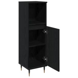 Berkfield Home Bathroom Cabinet Black Oak 30x30x100 cm Engineered Wood - Size: 30 x 30 x 100 cm - thumbnail 5