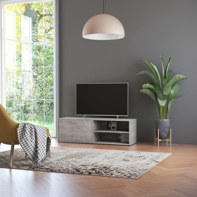 Berkfield Home TV Cabinet Concrete Grey 120x34x37 cm Engineered Wood - Size: 120 x 34 x 37 cm - image 1