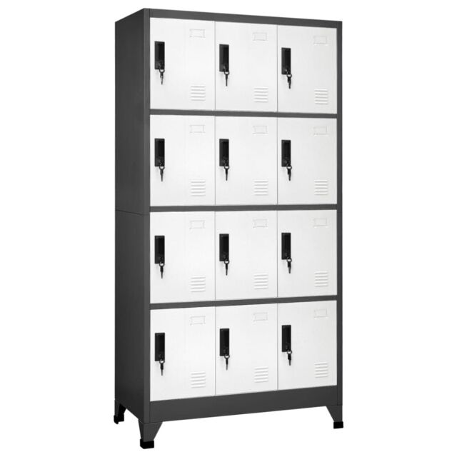 Berkfield Home Locker Cabinet Anthracite & White 90x45x180 cm Steel in Black - Size: 90 x 45 x 180 cm - image 1