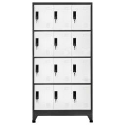Berkfield Home Locker Cabinet Anthracite & White 90x45x180 cm Steel in Black - Size: 90 x 45 x 180 cm - thumbnail 2