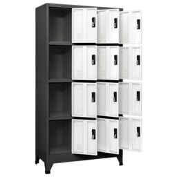 Berkfield Home Locker Cabinet Anthracite & White 90x45x180 cm Steel in Black - Size: 90 x 45 x 180 cm - thumbnail 3