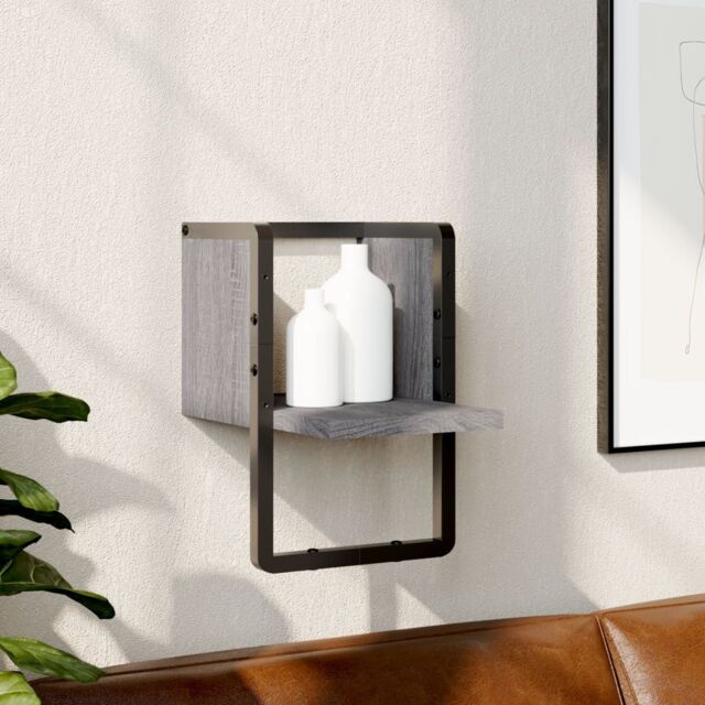 Berkfield Home Wall Shelf with Bar Grey Sonoma 20x25x30 cm - Size: 20 x 25 x 30 cm - image 1