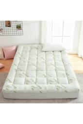 Living and Home Breathable Skin-Friendly Bamboo Printed Mattress Topper in White - Size: King - thumbnail 3