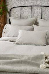 Morris & Co 'Pure Linen Cotton' Duvet Cover in Silver - Size: Super King - thumbnail 2