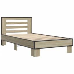 Berkfield Home Durable Bed Frame without Mattress Sonoma Oak 75x190 cm Small Single in Light Oak - thumbnail 1