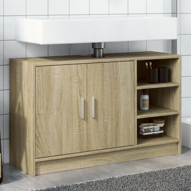Berkfield Home Sink Cabinet Sonoma Oak 90x29x55 cm Engineered Wood in Brown - Size: 90 x 29 x 55 cm - image 1