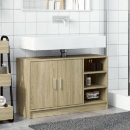 Berkfield Home Sink Cabinet Sonoma Oak 90x29x55 cm Engineered Wood in Brown - Size: 90 x 29 x 55 cm - thumbnail 3