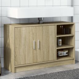 Berkfield Home Sink Cabinet Sonoma Oak 90x29x55 cm Engineered Wood in Brown - Size: 90 x 29 x 55 cm - thumbnail 1