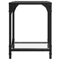 Berkfield Home Coffee Table with Transparent Glass Top 30x30x40 cm Steel in Black - Size: 30 x 30 x 40 cm - thumbnail 5