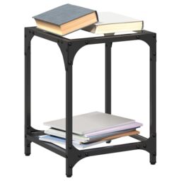Berkfield Home Coffee Table with Transparent Glass Top 30x30x40 cm Steel in Black - Size: 30 x 30 x 40 cm