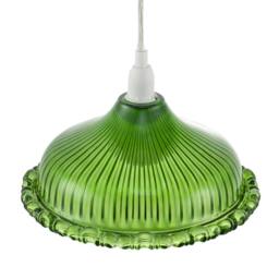 Happy Homewares Modern Line Ribbed Glass Pendant Lighting Shade with Moulded Edge in Emerald - thumbnail 3