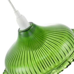 Happy Homewares Modern Line Ribbed Glass Pendant Lighting Shade with Moulded Edge in Emerald - thumbnail 4
