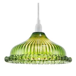 Happy Homewares Modern Line Ribbed Glass Pendant Lighting Shade with Moulded Edge in Emerald - thumbnail 2