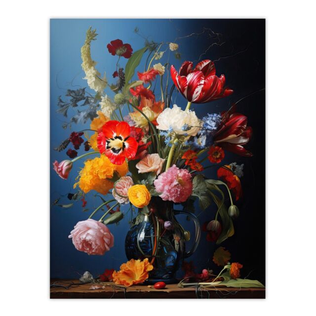 "Wee Blue Coo Wall Art Print Bursting With Beauty Floral Bouquet Living Room - Size: W24"" x H32""" - image 1