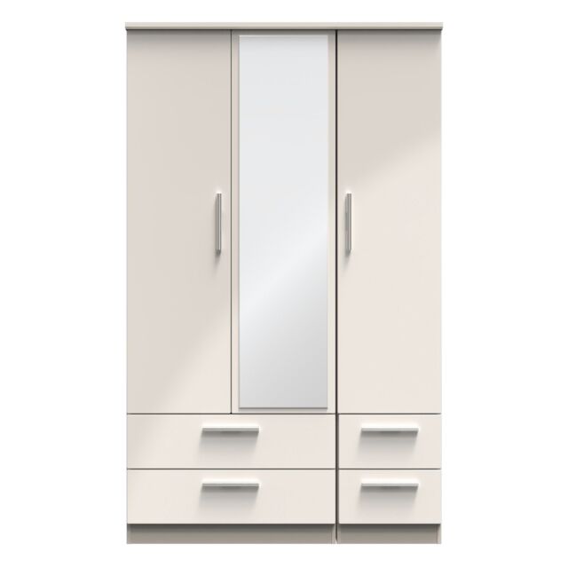 Ready Assembled 2 U Windsor Triple 2 Drawer Mirror + Drawer Wardrobe (Ready Assembled) in Taupe - image 1