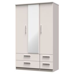Ready Assembled 2 U Windsor Triple 2 Drawer Mirror + Drawer Wardrobe (Ready Assembled) in Taupe - thumbnail 3