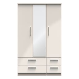 Ready Assembled 2 U Windsor Triple 2 Drawer Mirror + Drawer Wardrobe (Ready Assembled) in Taupe - thumbnail 1