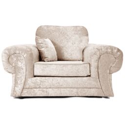 Furnishings For Less UK Chelsea Crushed Velvet Armchair Rolled Arms Single Seater in Baby Pink