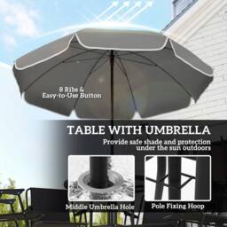 OUTSUNNY 6 Pieces Garden Furniture Set with Parasol, Folding Chairs, Black - Size: 80 cm x 80 cm - thumbnail 4