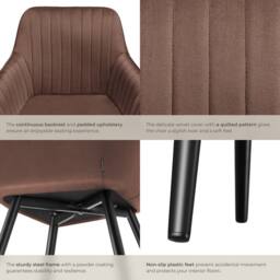 tectake Dining Chair Marilyn Set Of 6 - Brown/Black in Brown - Size: 6 Pack - thumbnail 5