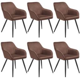 tectake Dining Chair Marilyn Set Of 6 - Brown/Black in Brown - Size: 6 Pack - thumbnail 1