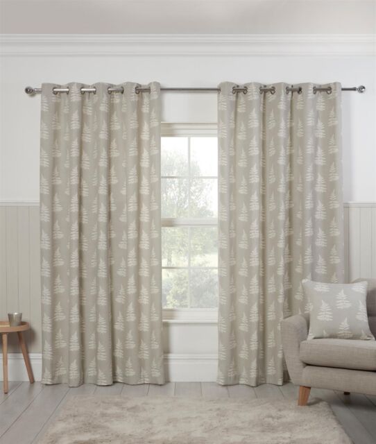Sundour Esher Fern Leaf Eyelet Curtains in Grey - Size: 117 cm width x 229 cm drop - image 1